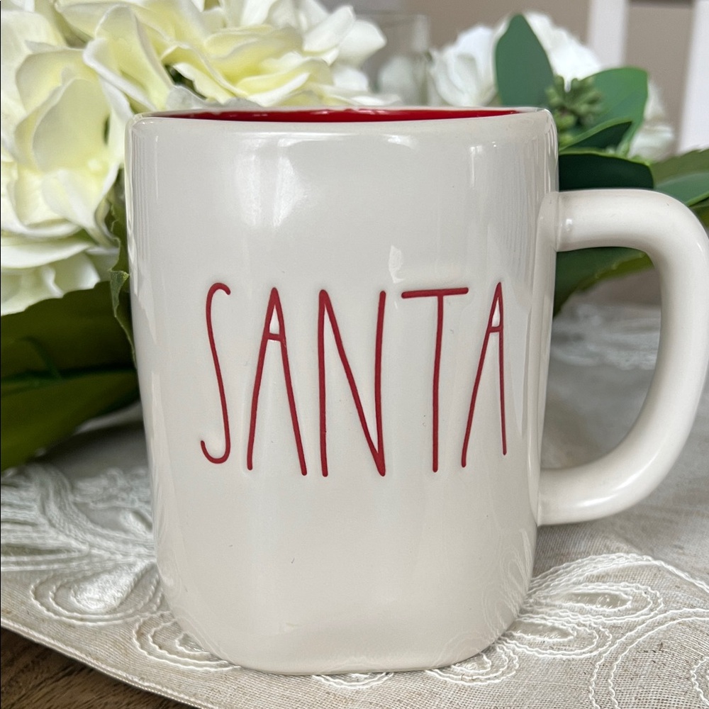 Rae Dunn White and Red 'SANTA' Ceramic Mug